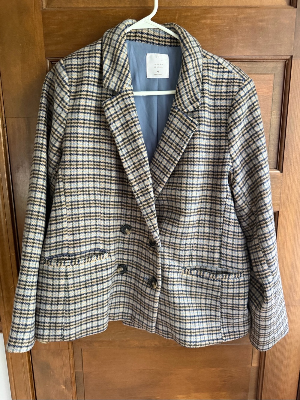Lauren Conrad Double Breasted Plaid Blazer
